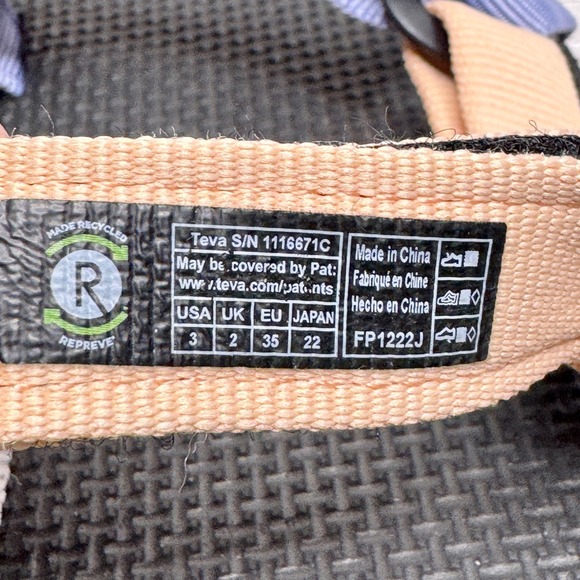 Teva Kids Platform Sandals Size Big Kid 3 Multi Pastel Color Block Strappy - Picture 6 of 7